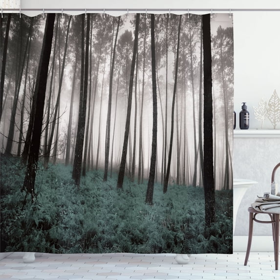 Ambesonne Shower Curtain, , 69"Wx84"L, Peacock Black