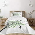 thumbnail image 1 of Ambesonne Silhouette Quilted Bedspread Set 2 Pcs, Flying Spring Peace Art, Twin Size, White Black Green, 1 of 3