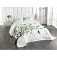 thumbnail image 1 of Ambesonne Silhouette Quilted Bedspread Set 3 Pcs, Flying Spring Peace Art, King Size, White Black Green, 1 of 5