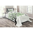 thumbnail image 1 of Ambesonne Silhouette Quilted Coverlet 2 Pcs, Flying Spring Peace Art, Twin Size, White Black Green, 1 of 2