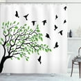 thumbnail image 1 of Ambesonne Silhouette Shower Curtain, Flying Spring Peace Art, 69"Wx70"L, White Black Green, 1 of 5