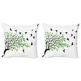 thumbnail image 1 of Ambesonne Silhouette Throw Pillow Cover 2 Pack, Flying Spring Peace Art, 20", White Black Green, 1 of 6