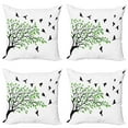 thumbnail image 1 of Ambesonne Silhouette Throw Pillow Cover 4 Pack, Flying Spring Peace Art, 18", White Black Green, 1 of 6