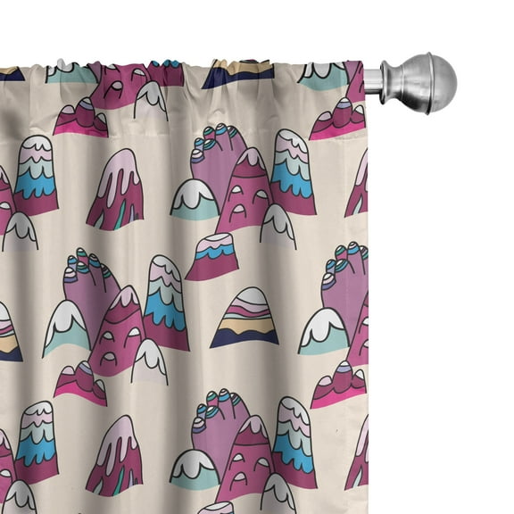 Ambesonne Simple Design Window Curtains, Mountains Colorful, Each 28" W x 84" L, Dried Rose and Grey Pink