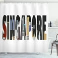 thumbnail image 1 of Ambesonne Singapore Shower Curtain, City Skyline in Lettering, 69"Wx70"L, Multicolor, 1 of 4