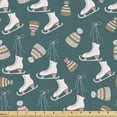 thumbnail image 1 of Ambesonne Skater Fabric by the Yard Upholstery, Objects of Winter Sports, 10 Yards, Pale Brown White and Teal, 1 of 5