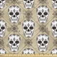 thumbnail image 1 of Ambesonne Skeleton Fabric by the Yard Upholstery, Grunge Sugar Skulls, 5 Yards, Beige Dark Taupe Grey, 1 of 5