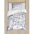 thumbnail image 1 of Ambesonne Sketch Art Duvet Cover Set, Doodle Shopping New York, Twin, Dark Purple and White, 1 of 3