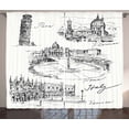thumbnail image 1 of Ambesonne Sketch Curtains 2 Panel Set, Italian Landmarks Travel, 108" x 84", Black White, 1 of 3