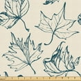 thumbnail image 1 of Ambesonne Sketch Fabric by the Yard Upholstery, Hand Drawn Botany Motifs, 5 Yards, Dark Teal and Eggshell, 1 of 5