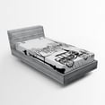 thumbnail image 1 of Ambesonne Sketch Fitted Sheet, Street in Zurich Retro, Twin Size, Black White, 1 of 2