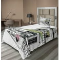 thumbnail image 1 of Ambesonne Sketch Fitted & Top Sheet Set with Sham, Parisian Patio, Charcoal Grey and White, 1 of 4