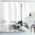 thumbnail image 1 of Ambesonne Sketch Shower Curtain, Bench and Ocean Drawing Art, 69"Wx75"L, White and Black, 1 of 5