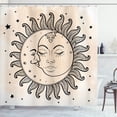 thumbnail image 1 of Ambesonne Sketch Shower Curtain, Sun and Moon, 69"Wx70"L, Charcoal Grey Tan, 1 of 5
