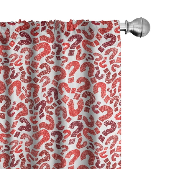 Ambesonne Sketchy Window Curtains, Question Marks Pattern, Each 28" W x 95" L, Vermilion Ruby