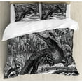 thumbnail image 1 of Ambesonne Sketchy Duvet Cover Sets, Old Crocodile in Forest, 2-King, Charcoal Grey, 1 of 7