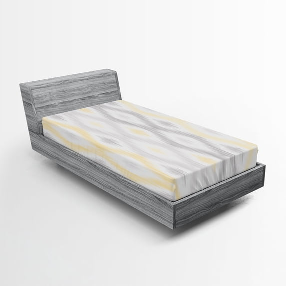 Ambesonne Sketchy Fitted Sheet 2 Pcs Set, Abstract Chain, Twin, Pale Grey and Yellow