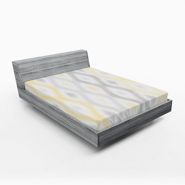 Ambesonne Sketchy Fitted Sheet, Abstract Chain, King Size, Pale Grey and Yellow