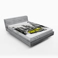 thumbnail image 1 of Ambesonne Sketchy Fitted Sheet, Cab in New York City, Queen Size, Black Taupe Yellow, 1 of 2