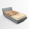 thumbnail image 1 of Ambesonne Sketchy Fitted Sheet, Eastern Leaves Composition, Twin XL Size, Brown, 1 of 3