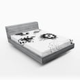 thumbnail image 1 of Ambesonne Sketchy Fitted Sheet, Football in Monochrome Form, Full Size, White and Black, 1 of 3