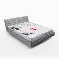 thumbnail image 1 of Ambesonne Sketchy Fitted Sheet, Koi Fish Swimming Art, Full Size, White Black Grey, 1 of 2