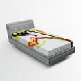 thumbnail image 1 of Ambesonne Sketchy Fitted Sheet, Man Playing Basketball, Twin XL Size, Orange Black Lime Green, 1 of 2