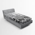 thumbnail image 1 of Ambesonne Sketchy Fitted Sheet, Street in Chinatown, Twin XL Size, Black White, 1 of 2
