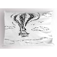 thumbnail image 1 of Ambesonne Sketchy Pillow Sham, Hot Air Balloon Clouds, 26" X 20", Charcoal Grey White, 1 of 2