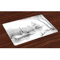 thumbnail image 1 of Ambesonne Sketchy Place Mats Set of 4, Black White Boat River, Standard Size, Black White, 1 of 4