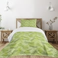 thumbnail image 1 of Ambesonne Sketchy Quilted Bedspread Set 2 Pcs, Floral Dragonfly Wings, Twin Size, Pale Green Dark Green, 1 of 5