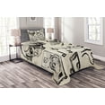 thumbnail image 1 of Ambesonne Sketchy Quilted Bedspread Set 2 Pcs, Music Hipster Skull, Twin Size, Beige Black, 1 of 3