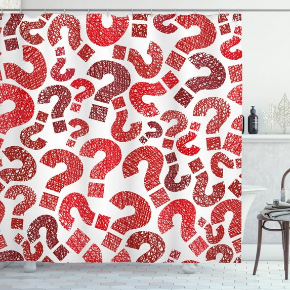 Ambesonne Sketchy Shower Curtain, Question Marks Pattern, 69"Wx84"L, Vermilion Ruby