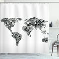 thumbnail image 1 of Ambesonne Sketchy Shower Curtain, Sketch Style Atlas Exotic, 69"Wx70"L, White Black, 1 of 5