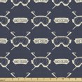 thumbnail image 1 of Ambesonne Ski Pattern Fabric by the Yard Upholstery, Skiing Poles and Goggle, 3 Yards, Dark Blue Grey Ivory, 1 of 4