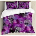 thumbnail image 1 of Ambesonne Skull Duvet Cover Set, Halloween in Outer Space, King, Black and Purple, 1 of 3