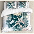 thumbnail image 1 of Ambesonne Skull Duvet Cover Set, Scary Deadly Rocker Trio, 2-Calking, Pale Yellow Emerald, 1 of 7