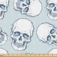 thumbnail image 1 of Ambesonne Skull Fabric by the Yard Upholstery, Sketchy Skeleton Heads Print, 1 Yard, White and Sky Blue, 1 of 1