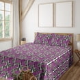 thumbnail image 1 of Ambesonne Skull Fitted & Flat Sheet with Shams 4 Pcs Set, Sepia Skeleton Roses Heads, Full, Fuchsia Purple and Black, 1 of 5