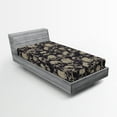 thumbnail image 1 of Ambesonne Skull Fitted Sheet 2 Pcs Set, Grunge Scary Evil, Twin XL, Charcoal Grey Tan, 1 of 3