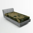 thumbnail image 1 of Ambesonne Skull Fitted Sheet 2 Pcs Set, Rusty Aged Camo Design, Twin XL, Dark Green Khaki Cream, 1 of 3
