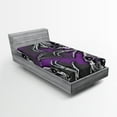thumbnail image 1 of Ambesonne Skull Fitted Sheet 2 Pcs Set, Spooky Smiling Skeleton, Twin, Purple Grey and Black, 1 of 3