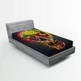 thumbnail image 1 of Ambesonne Skull Fitted Sheet, Colorful Skeletons Flowers, Twin XL Size, Multicolor, 1 of 3