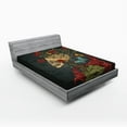 thumbnail image 1 of Ambesonne Skull Fitted Sheet, Evil Mexican Sugar, Full Size, Ruby Dark Grey, 1 of 2