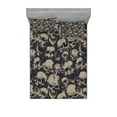 thumbnail image 1 of Ambesonne Skull Fitted Sheet & Pillow Sham Set, Grunge Scary Evil, Full, Charcoal Grey Tan, 1 of 2