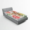 thumbnail image 1 of Ambesonne Skull Fitted Sheet, Romantic Roses Floral, Twin Size, Pink Beige Yellow, 1 of 3