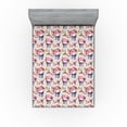 thumbnail image 1 of Ambesonne Skull Fitted Sheet, Skeleton Roses Lover Artwork, Queen Size, Eggshell Pink and Plum, 1 of 5