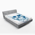 thumbnail image 1 of Ambesonne Skull Fitted Sheet, Skull Science Elements, Full Size, Blue White, 1 of 2
