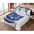 thumbnail image 1 of Ambesonne Skull Fitted & Top Sheet Set with Shams, Anchor and Captains Hat, Blue Grey, 1 of 5