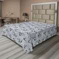 thumbnail image 1 of Ambesonne Skull Flat Sheet, Neo Trad Crossbones Wild Art, Full Size, Purplegrey White and Black, 1 of 1